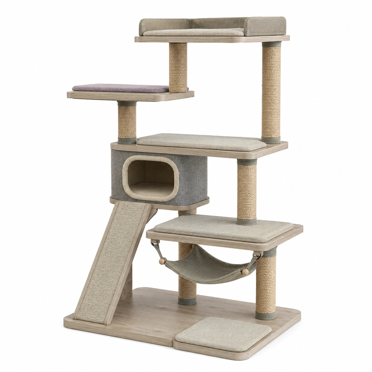 Árbol para gatos de madera con rascadores de sisal