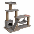 Árbol para gatos de madera con plataformas y rampa gris 120cm