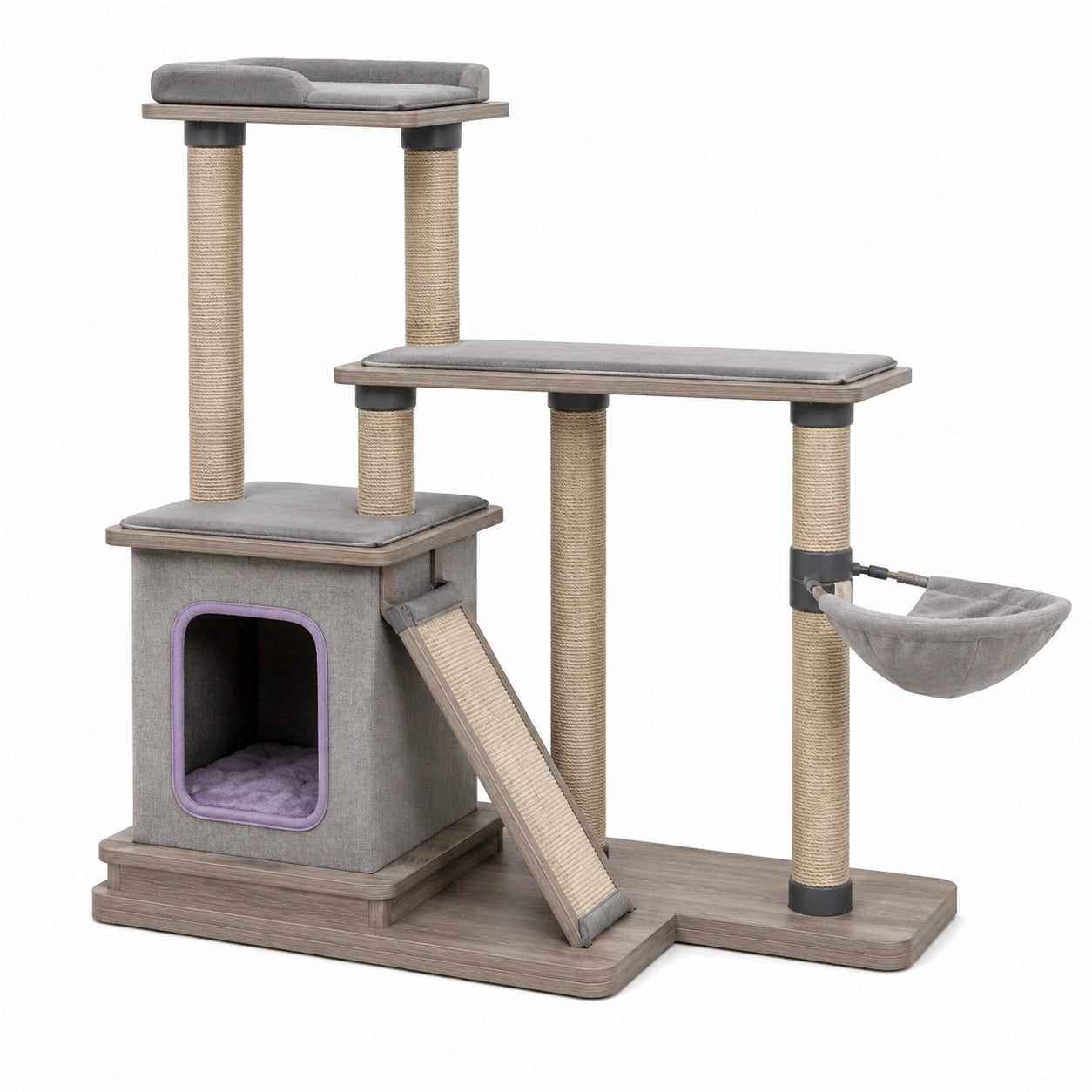 Árbol rascador para gatos de MDF y cuerda de sisal Gris