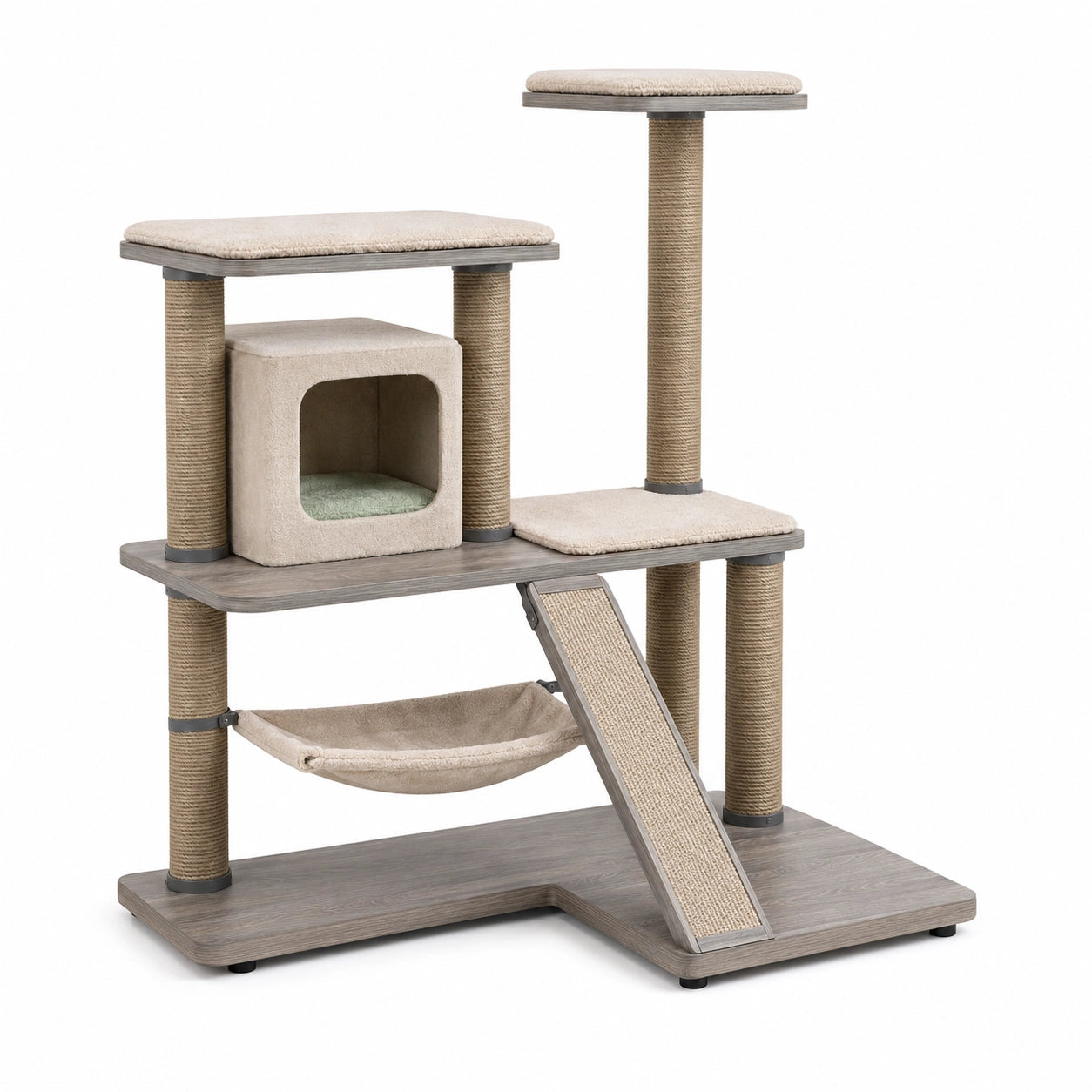 Árbol para Gatos de Madera MDF con Telas Beige