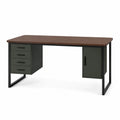 Escritorio de MDF y Metal con Cajones y Armario 150x70x76 cm