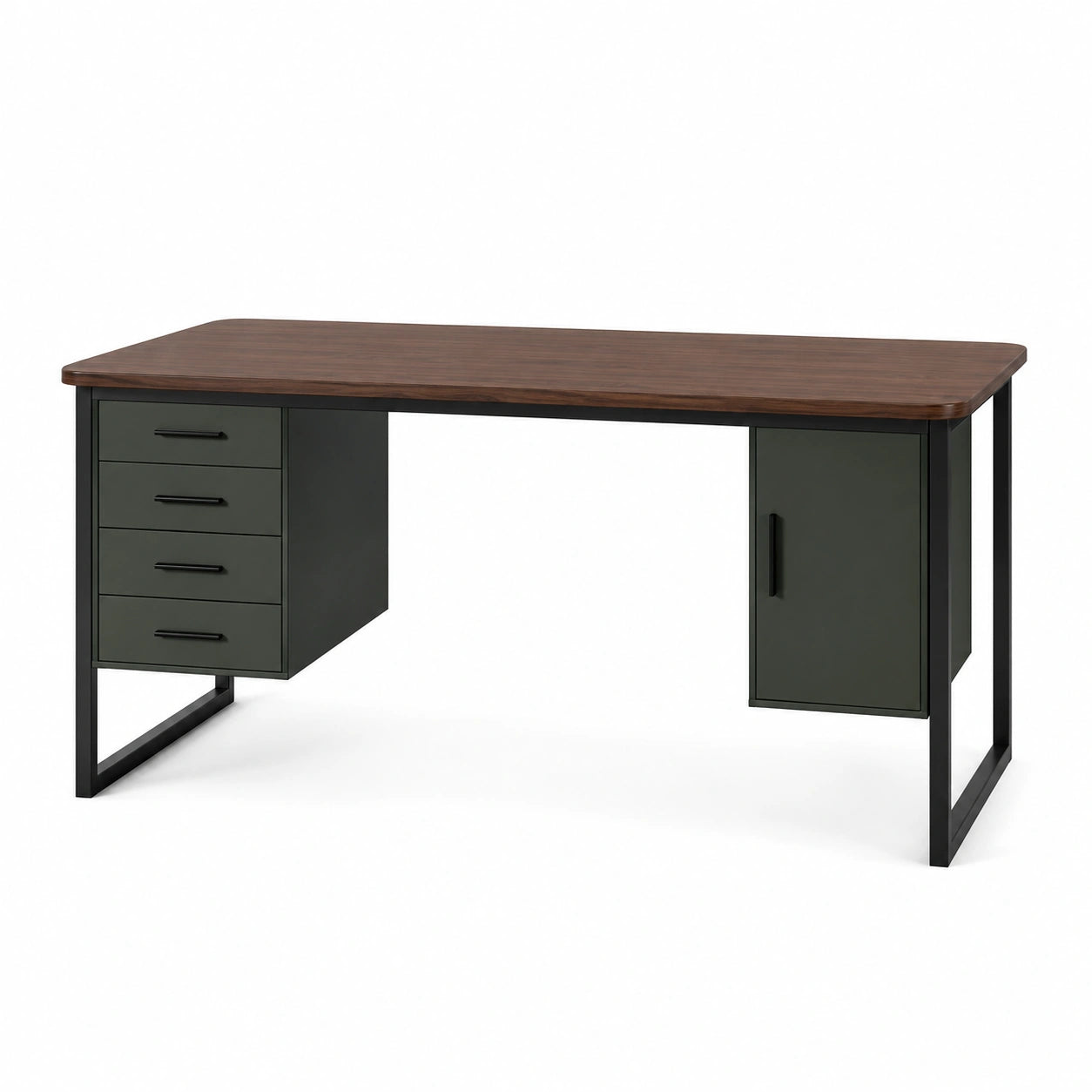 Escritorio de MDF y Metal con Cajones y Armario 150x70x76 cm
