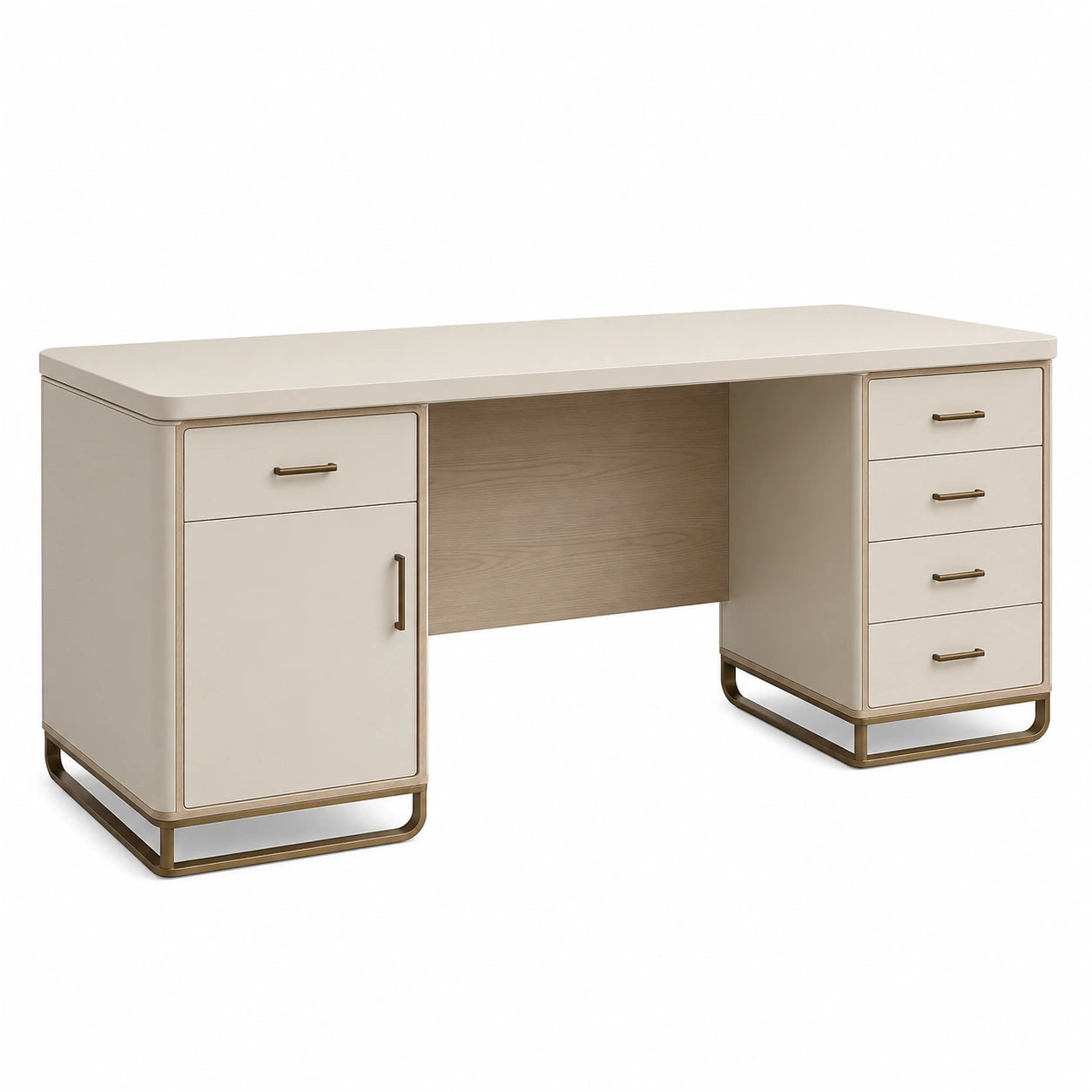Escritorio de MDF y Metal Color Beige 140x60x75 cm