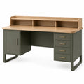 Escritorio de MDF con estantes y cajones verde y roble 120x60x75 cm