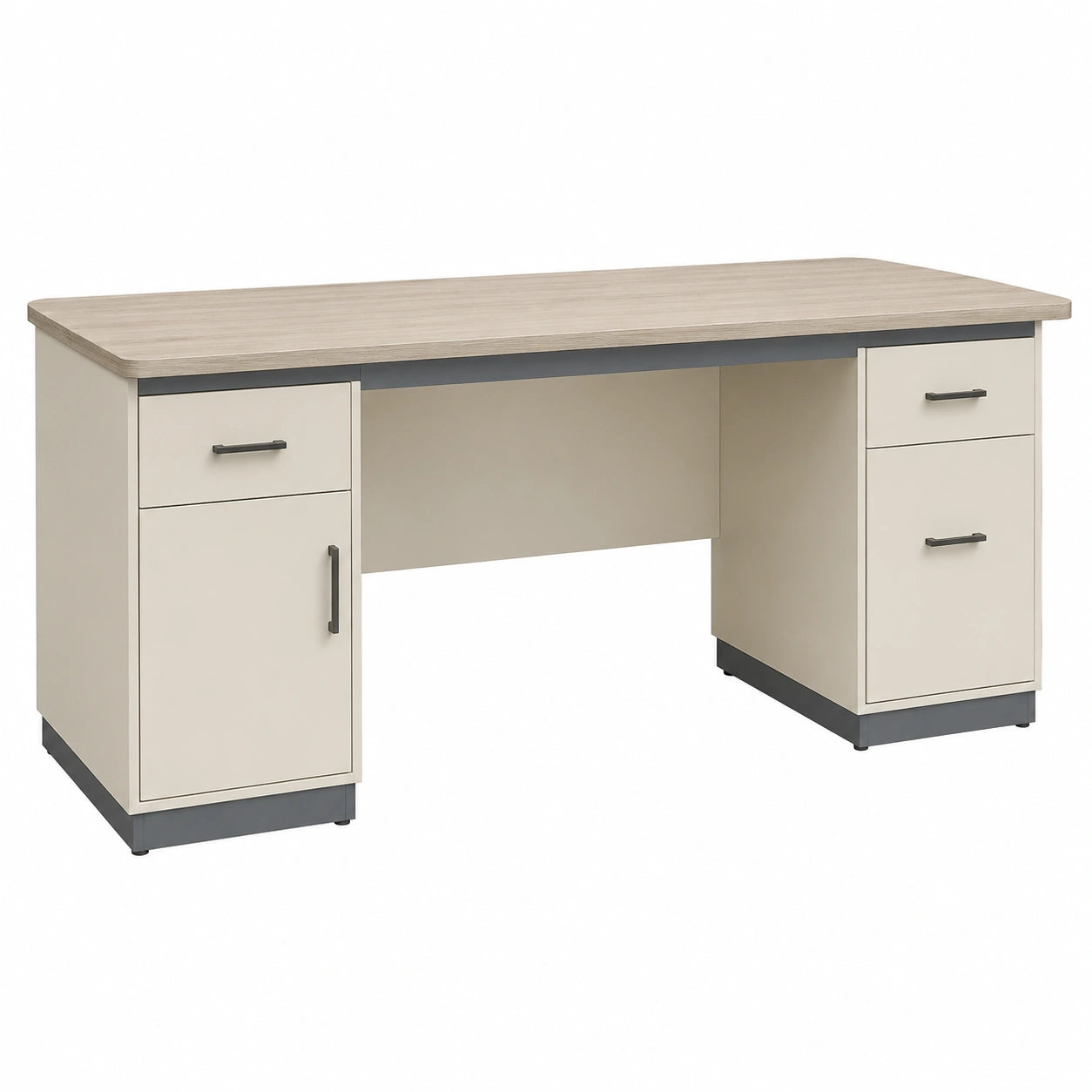 Escritorio de Madera con Cajones Beige y Gris 140x60x75 cm