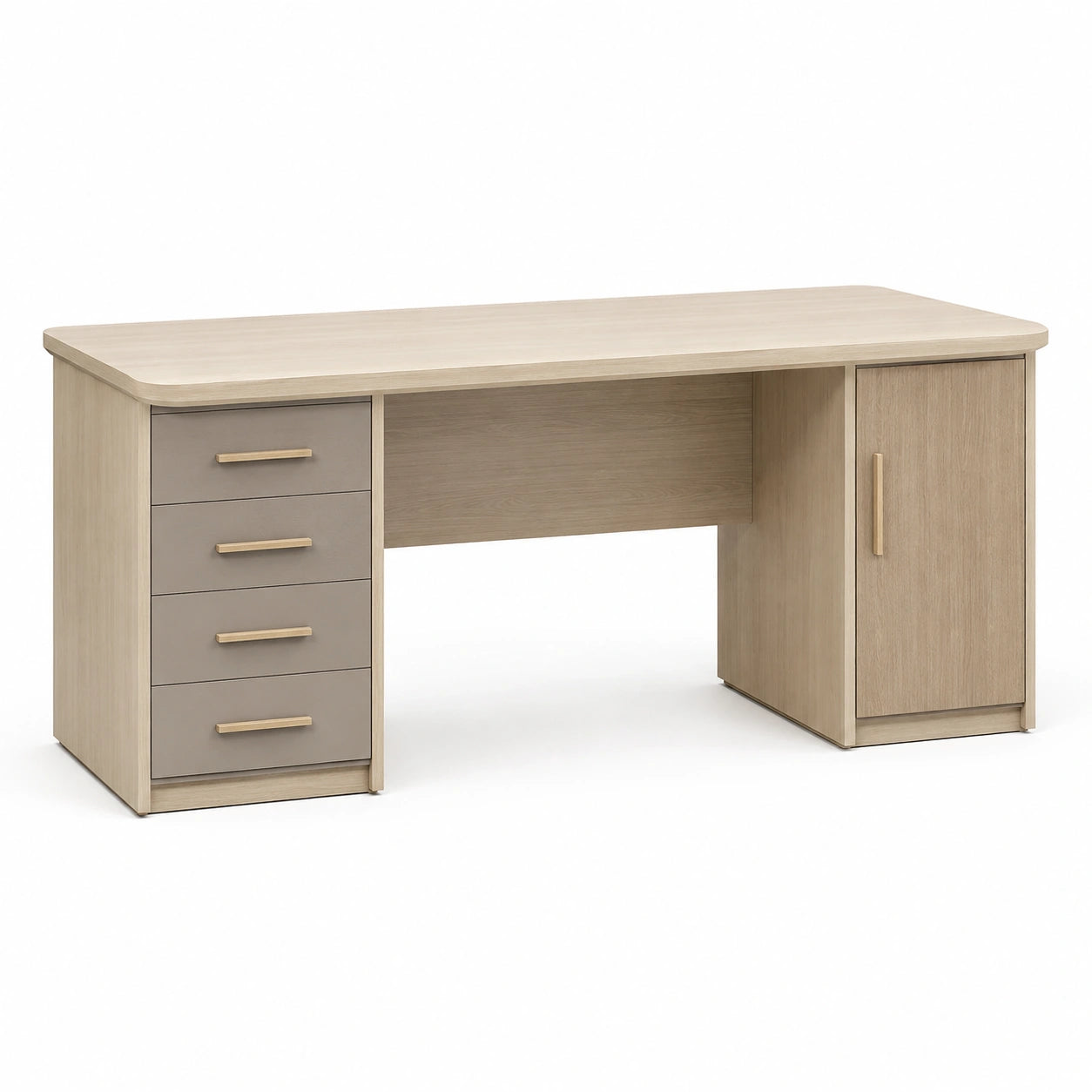 Escritorio de madera contrachapada con cajones y armario 160x75x60 cm