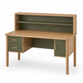 Escritorio de madera con estantería y cajones verde 120x60x90 cm