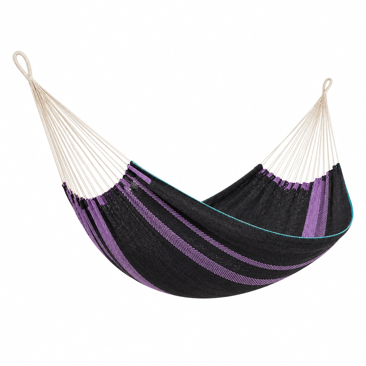 Hamaca de Algodón Negro y Morado 200x150 cm