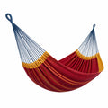 Hamaca de Lona Rojo y Amarillo con Cuerdas Azules 200 cm