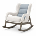 Silla mecedora de madera con tapizado de poliéster beige y azul