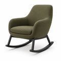 Silla Mecedora de Tela Verde con Estructura de Madera Maciza
