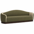 Sofá Tapizado en Poliéster Verde y Beige con Base de Madera de 230cm