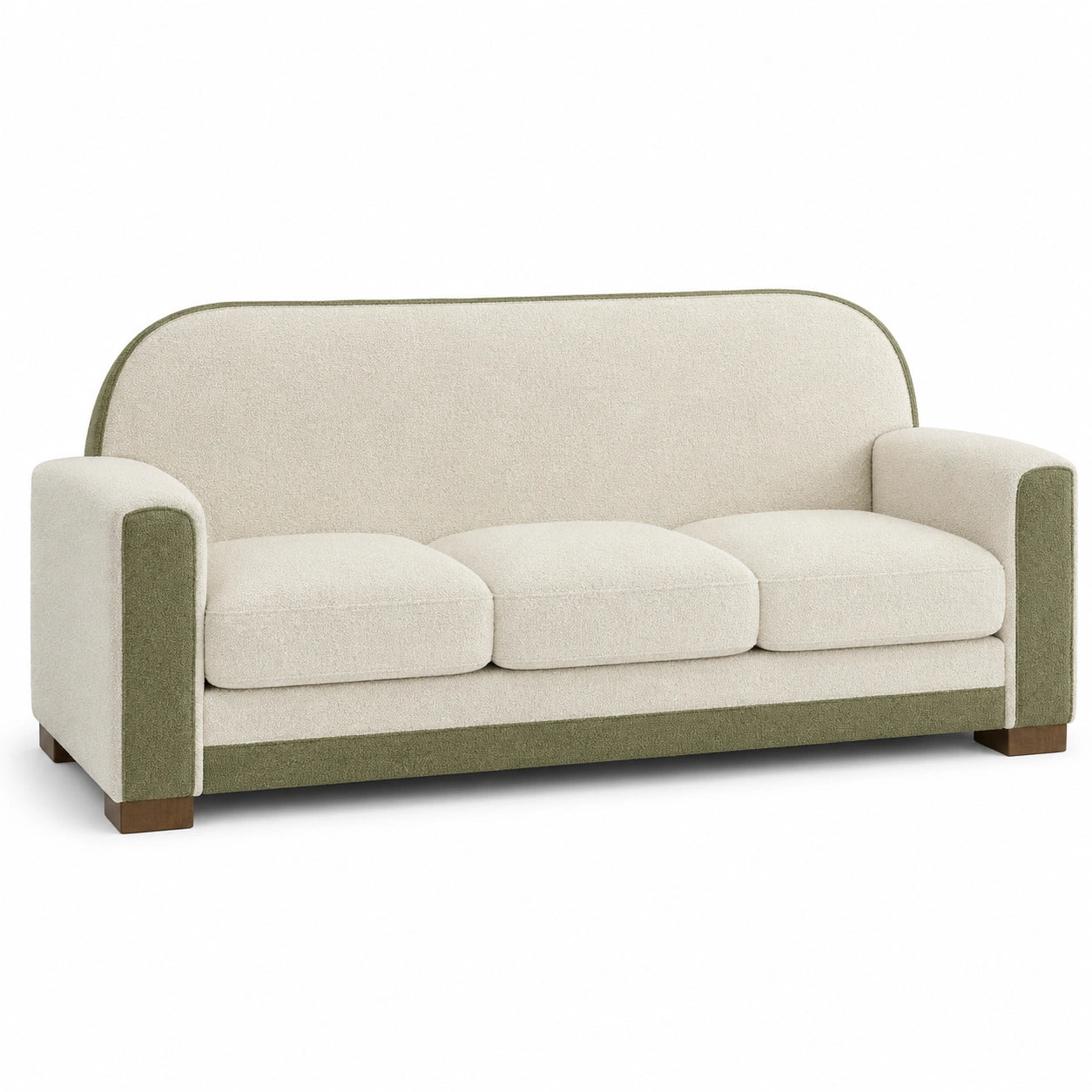 Sofá de tres plazas de poliéster Beige y Verde 210cm