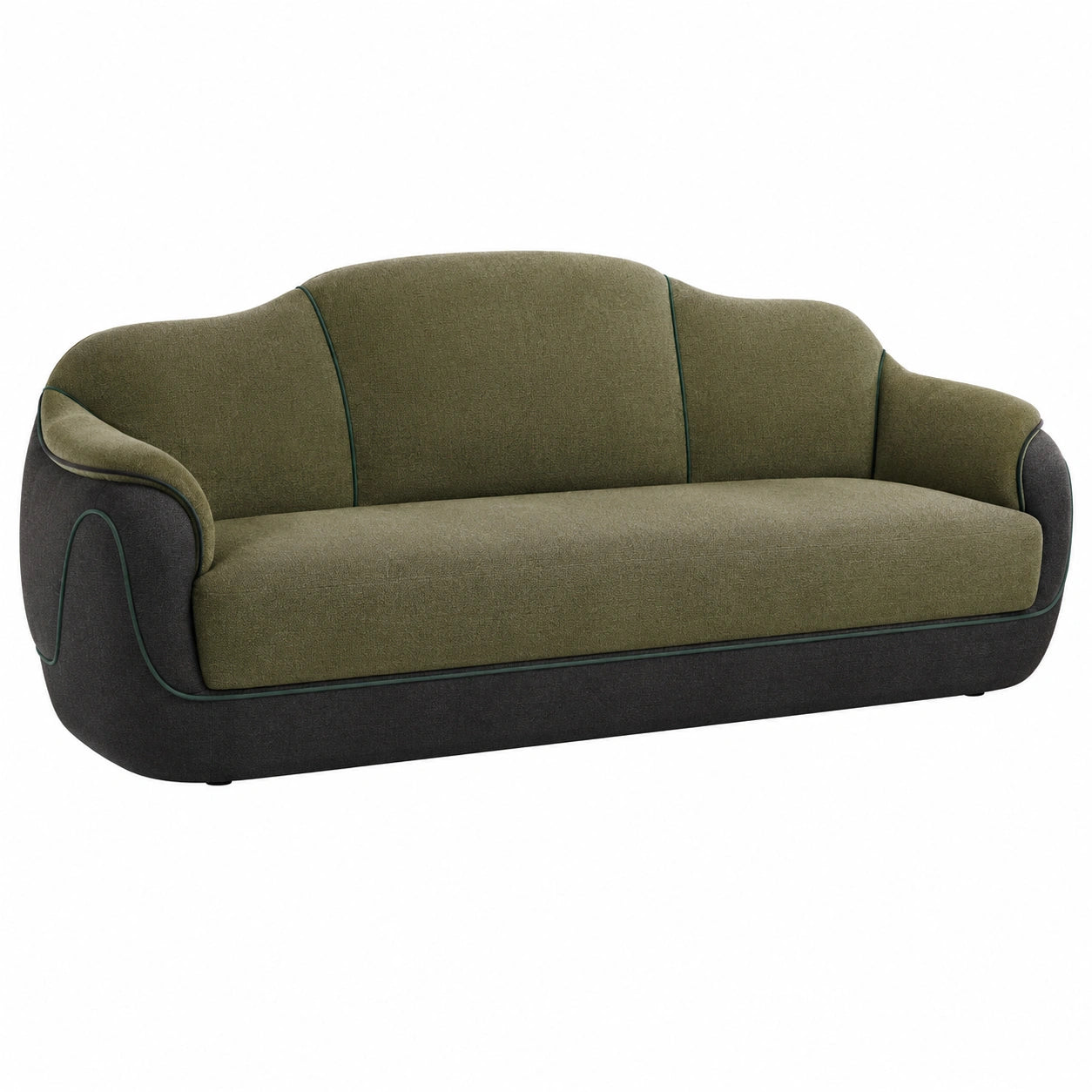 Sofá de Tela Verde Oliva y Gris Oscuro 210x95x85 cm