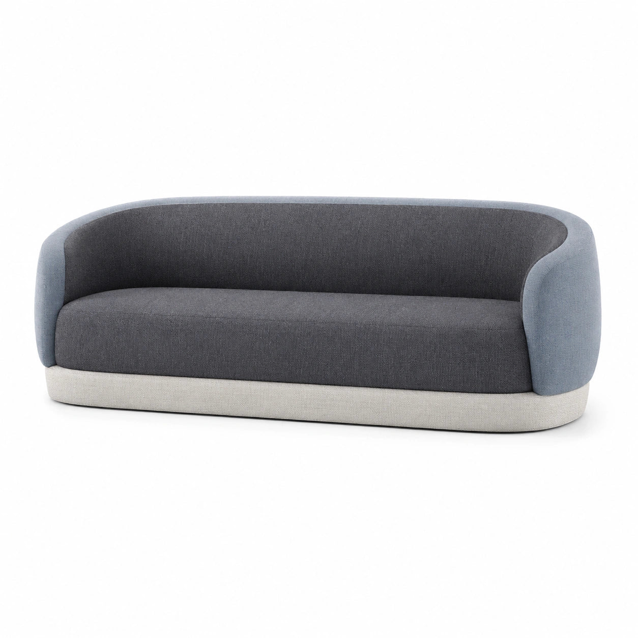 Sofá de tela poliéster gris, azul y beige 3 plazas 200cm