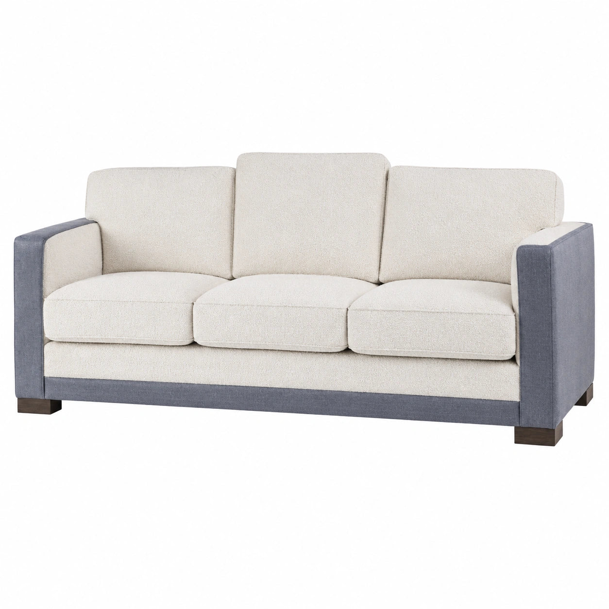 Sofá de 3 plazas beige y gris con tapizado de poliéster