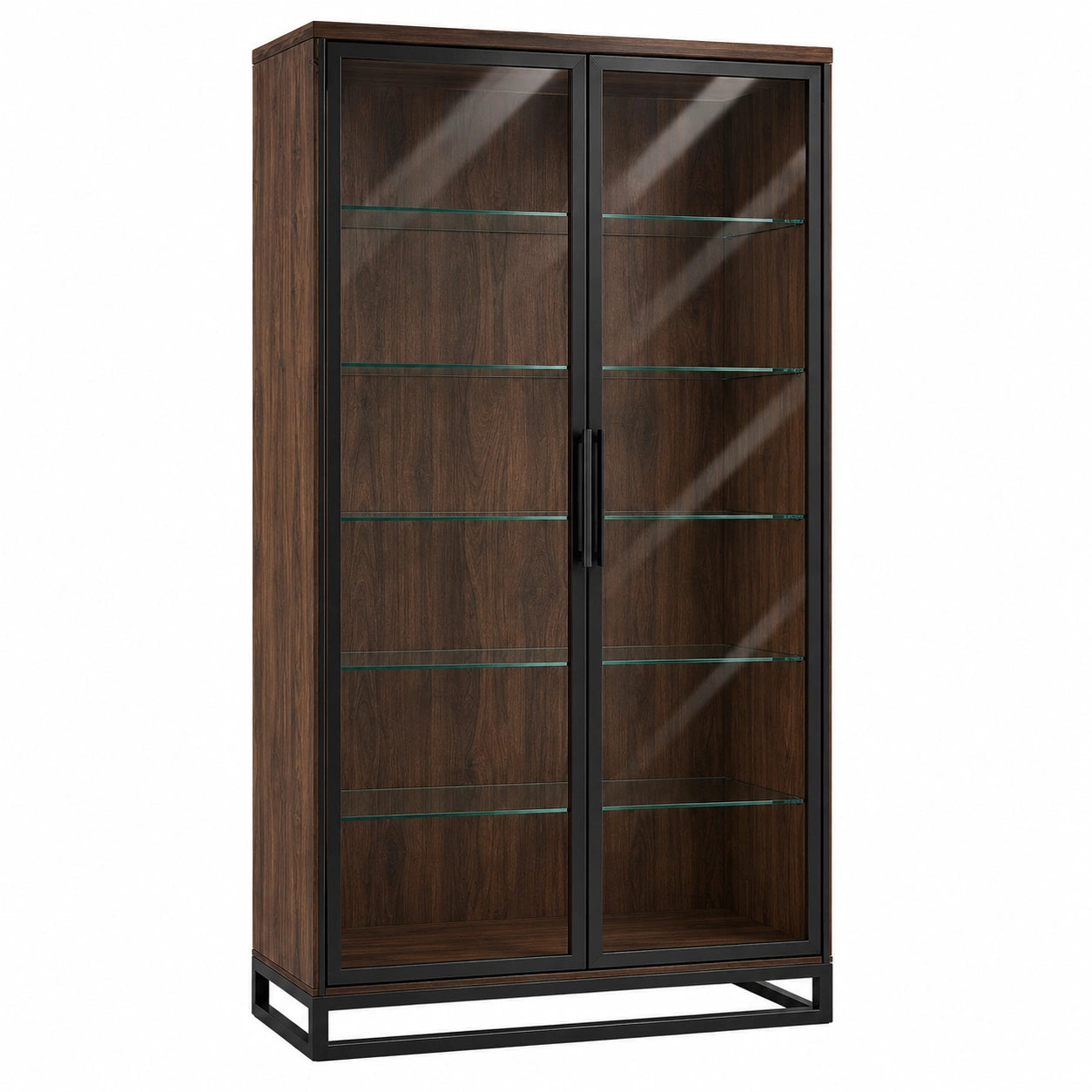 Vitrina de Madera y Vidrio con Estructura Metálica 180x90x40 cm