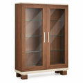 Vitrina de madera con puertas de vidrio templado 120x40x180 cm