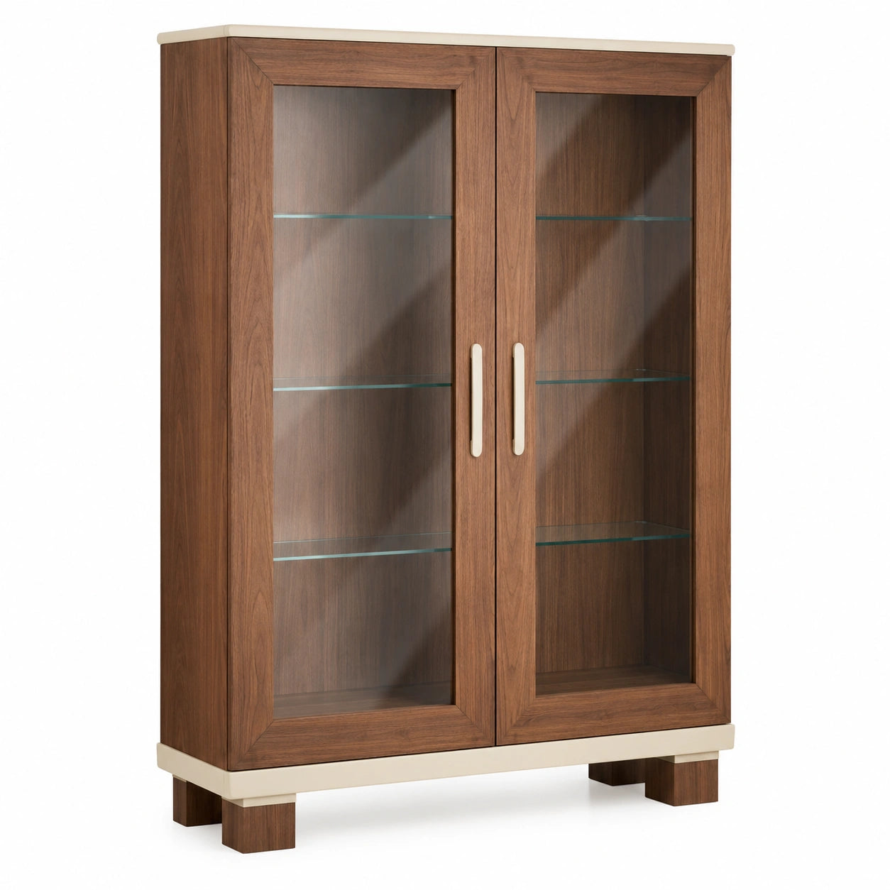 Vitrina de madera con puertas de vidrio templado 120x40x180 cm