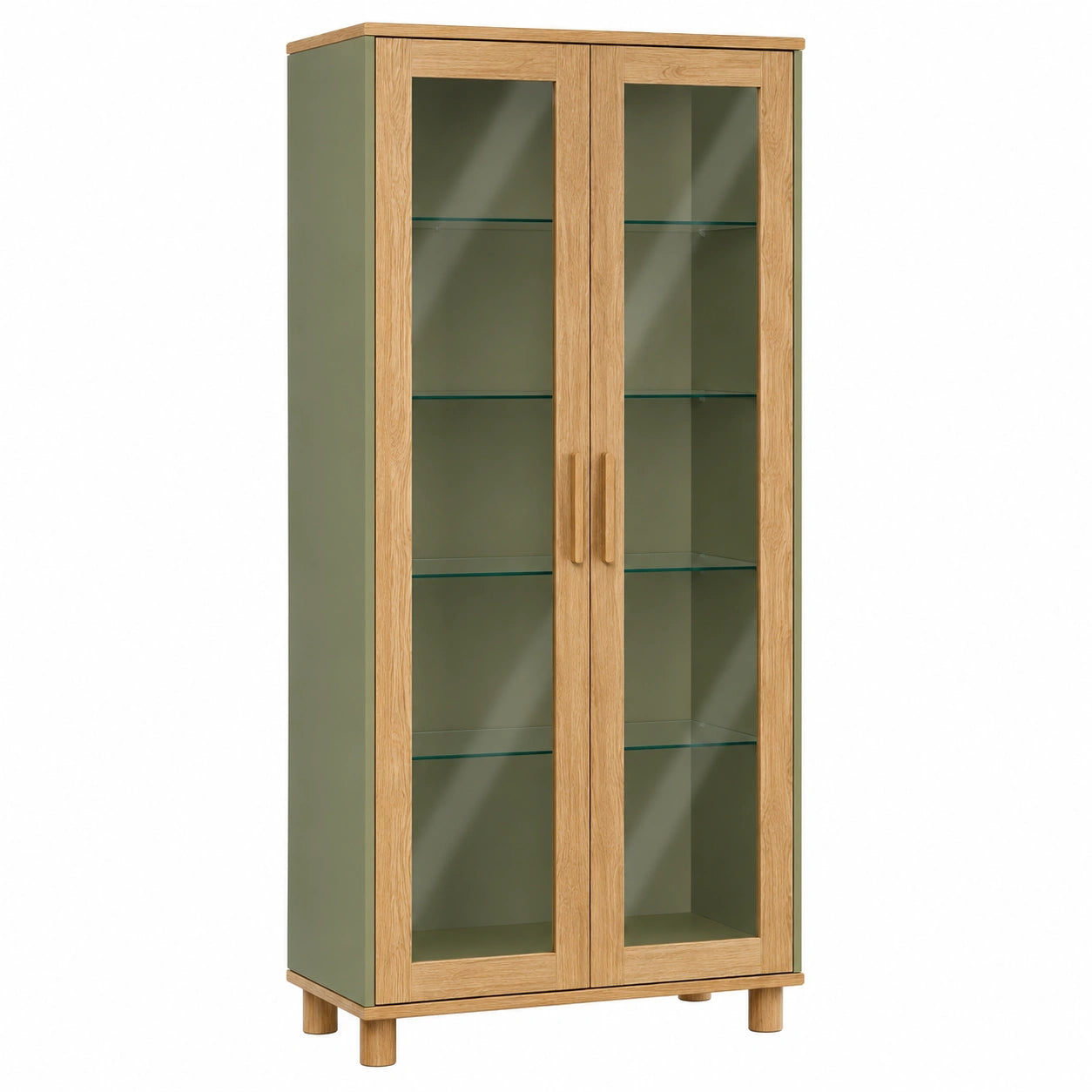 Vitrina de Madera con Puertas de Vidrio Verde 180x80x40 cm