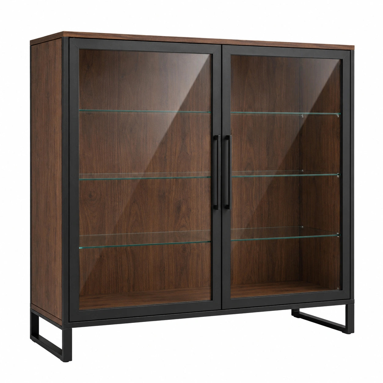 Vitrina de Madera y Metal con Cristal Templado