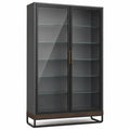 Vitrina de metal negro con puertas de vidrio templado