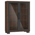 Vitrina de Madera y Vidrio Templado Marrón y Negro 120x40x180cm