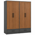 Armario de Madera y Metal con Puertas y Cajones