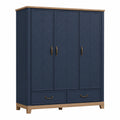 Armario de Madera y MDF Azul con 3 Puertas y 2 Cajones