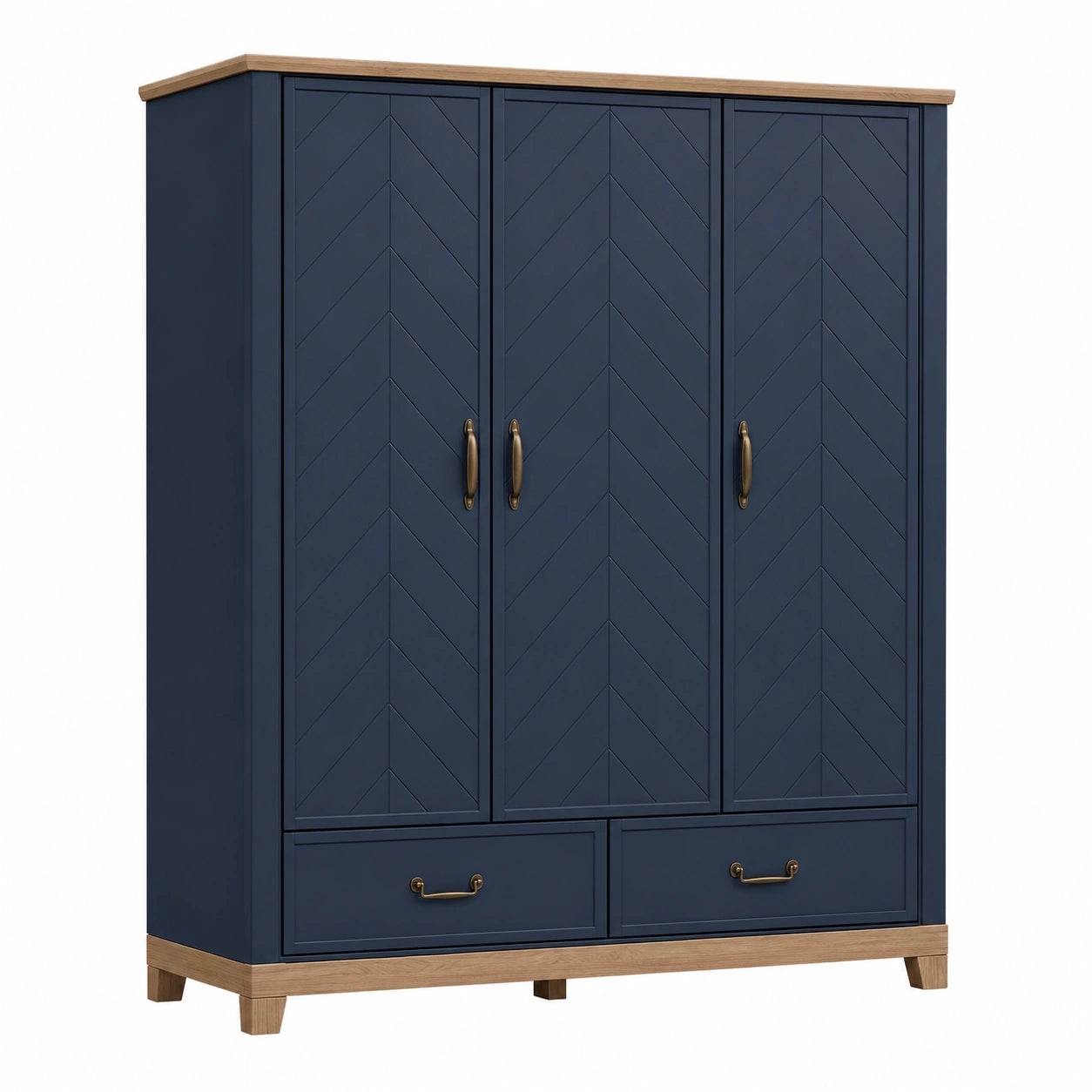 Armario de Madera y MDF Azul con 3 Puertas y 2 Cajones