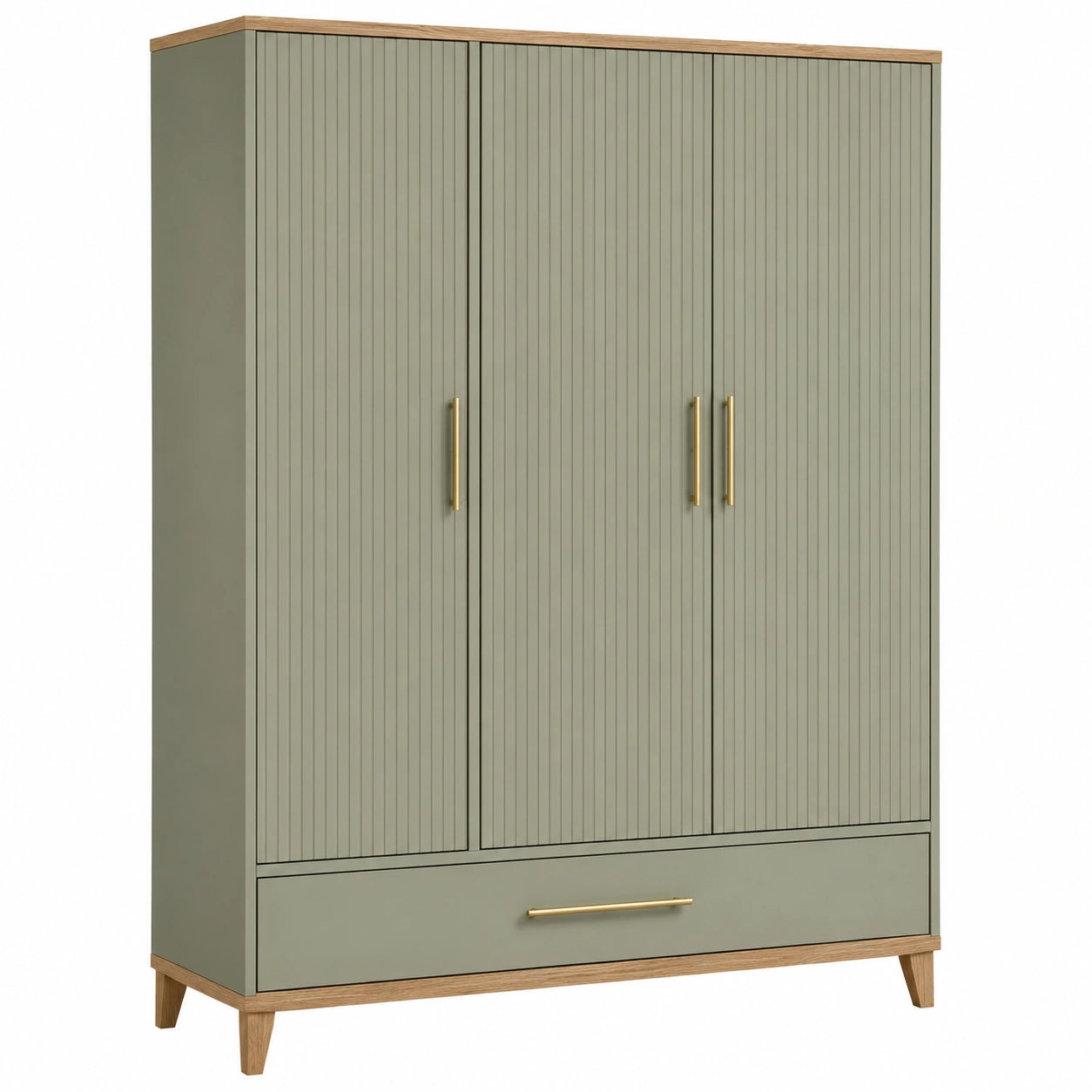 Armario de MDF con 3 puertas y 1 cajón verde