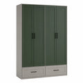 Armario de Madera con 4 Puertas Verde y Gris 200x160x60 cm