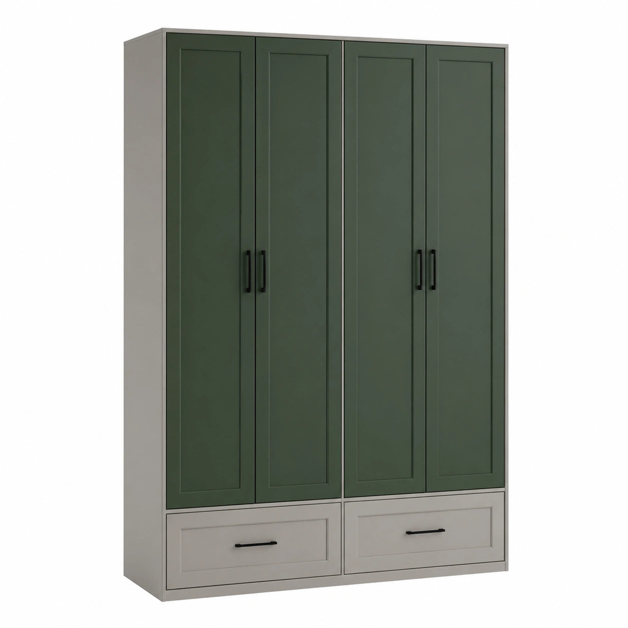 Armario de Madera con 4 Puertas Verde y Gris 200x160x60 cm