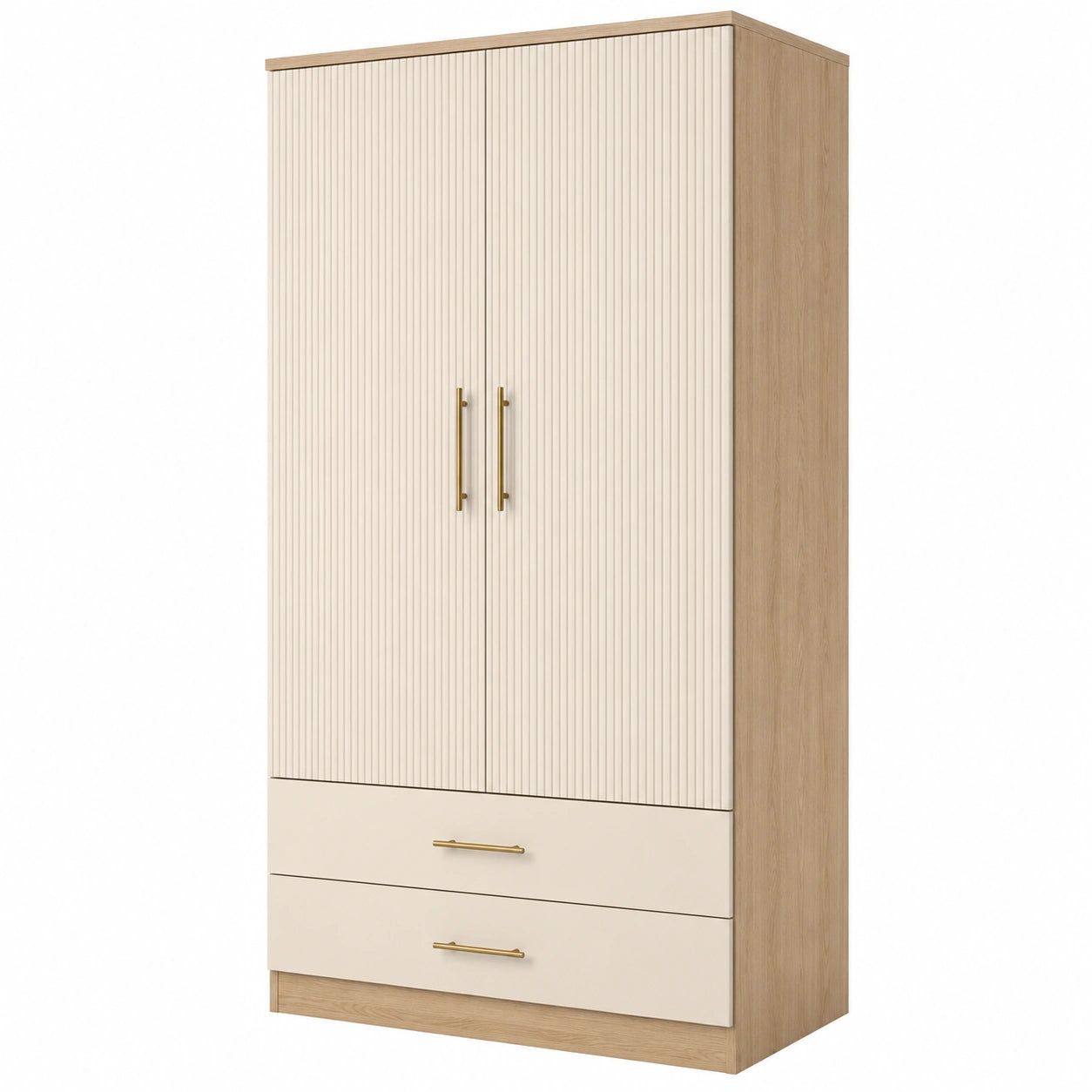 Armario de Madera con Puertas y Cajones Beige y Roble 180x80x50 cm