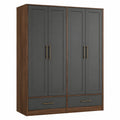 Armario de madera gris con cajones de metal