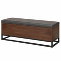 Banco Almacenamiento Madera y Metal con Asiento PU Gris 120cm