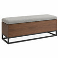 Banco de madera y metal con cojín de poliéster gris 120x40x45 cm