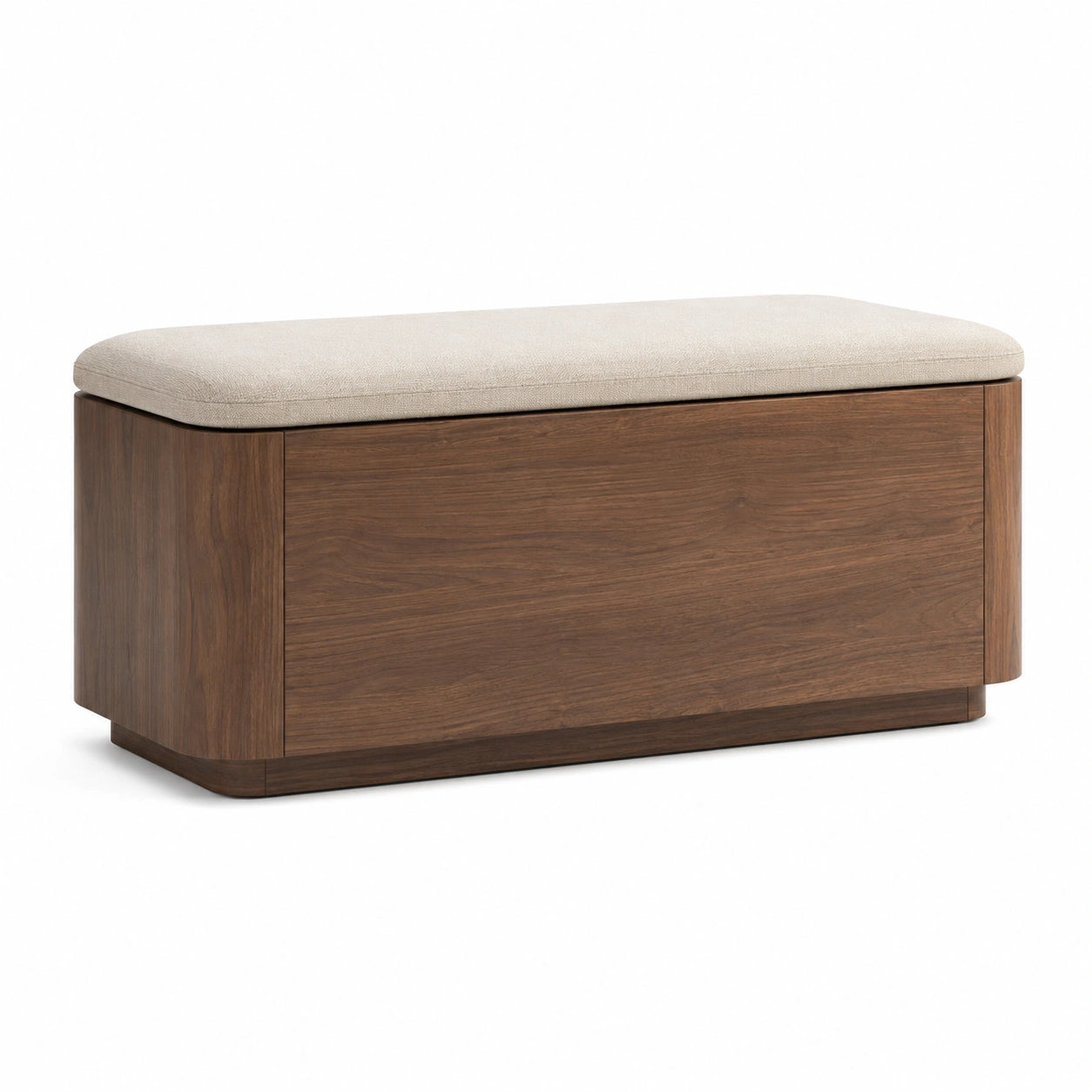 Banco de almacenaje de madera y tela beige 120x40x45 cm