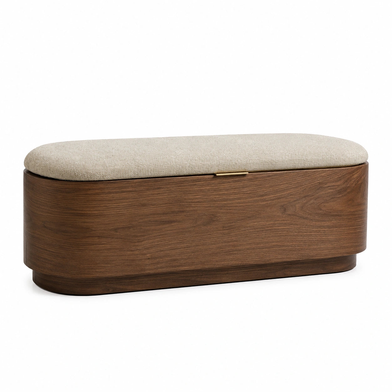Banco de madera con tapizado beige 120x40x45 cm