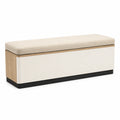 Banco de almacenamiento de madera con cojín de poliéster beige 120x40x45 cm