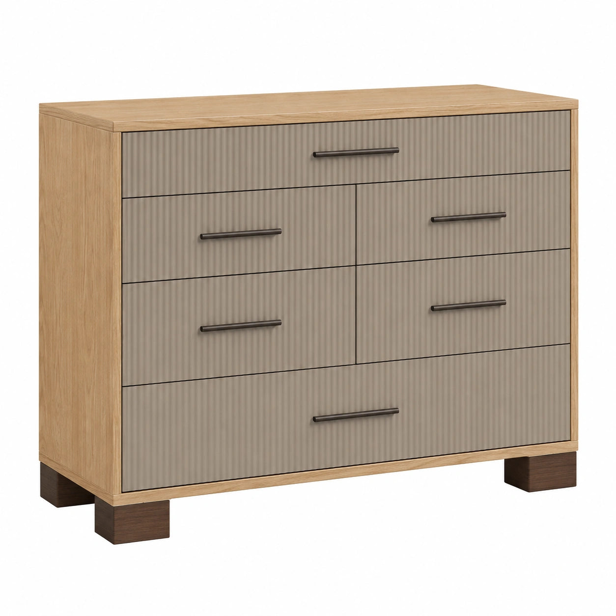 Cómoda de Madera y MDF con 6 Cajones Beige