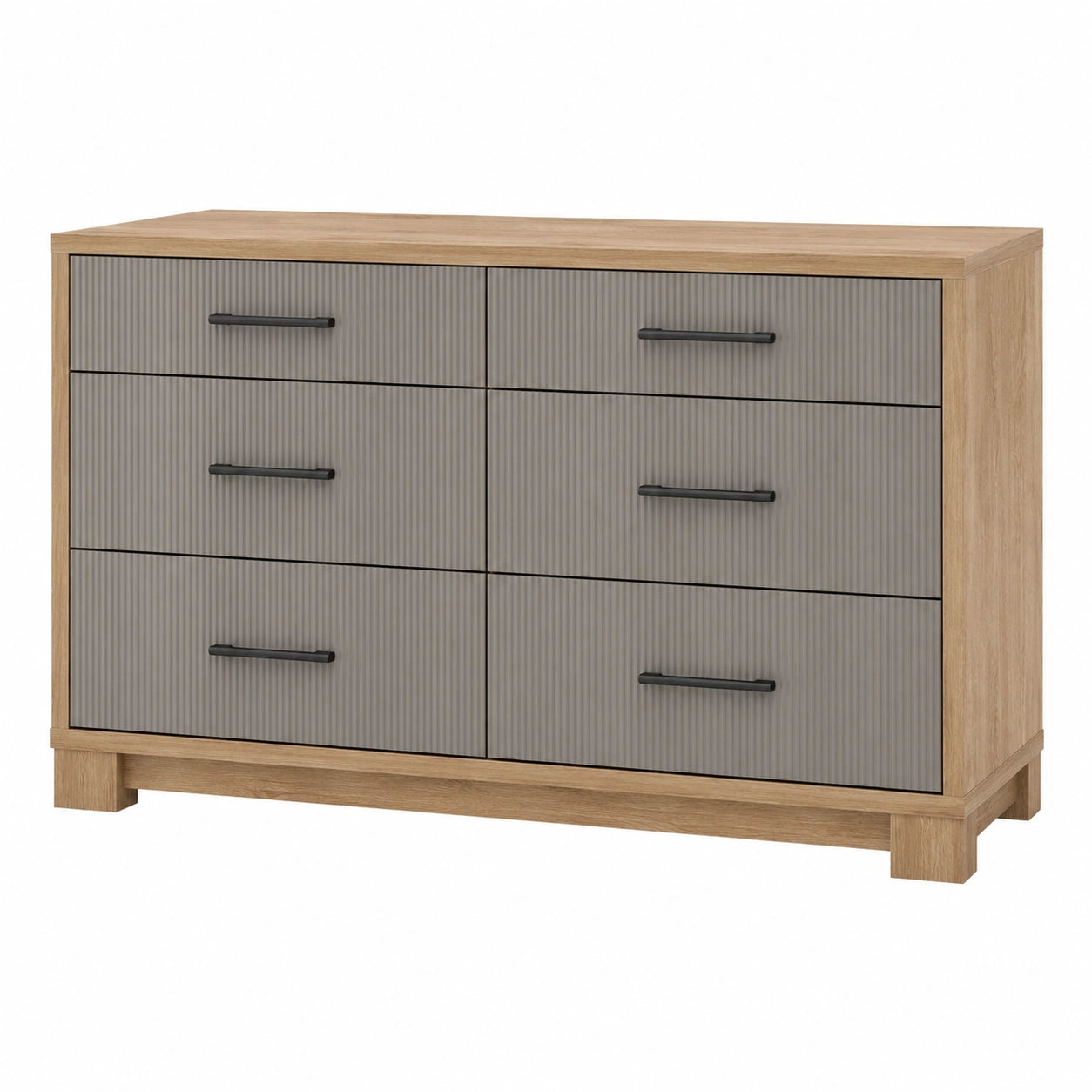Cajonera de 6 cajones de MDF en Roble y Gris 120x40x75 cm