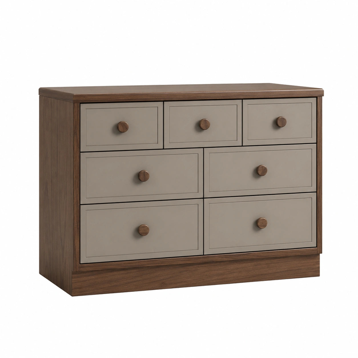 Cómoda de Madera y MDF con 6 Cajones Marrón y Beige