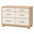 Cómoda de Madera con 6 Cajones en Crema y Roble