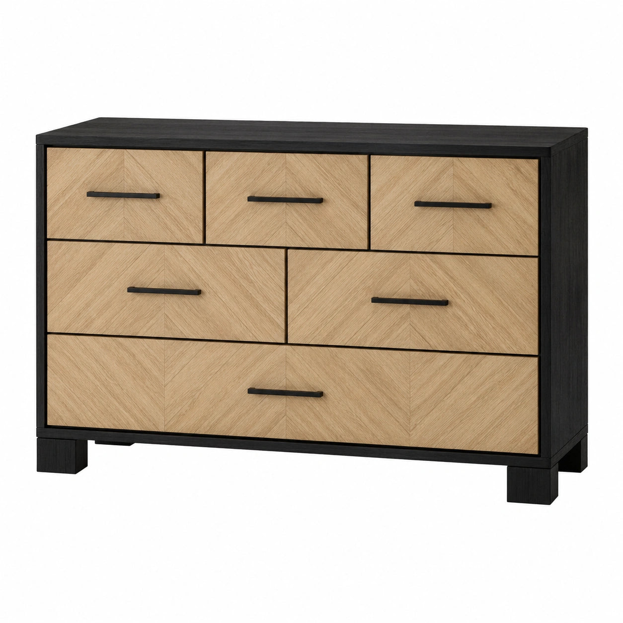 Cómoda de 6 cajones de madera y metal negro 120x80x40 cm