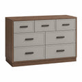 Cómoda de Madera y MDF con 7 Cajones Color Gris y Madera
