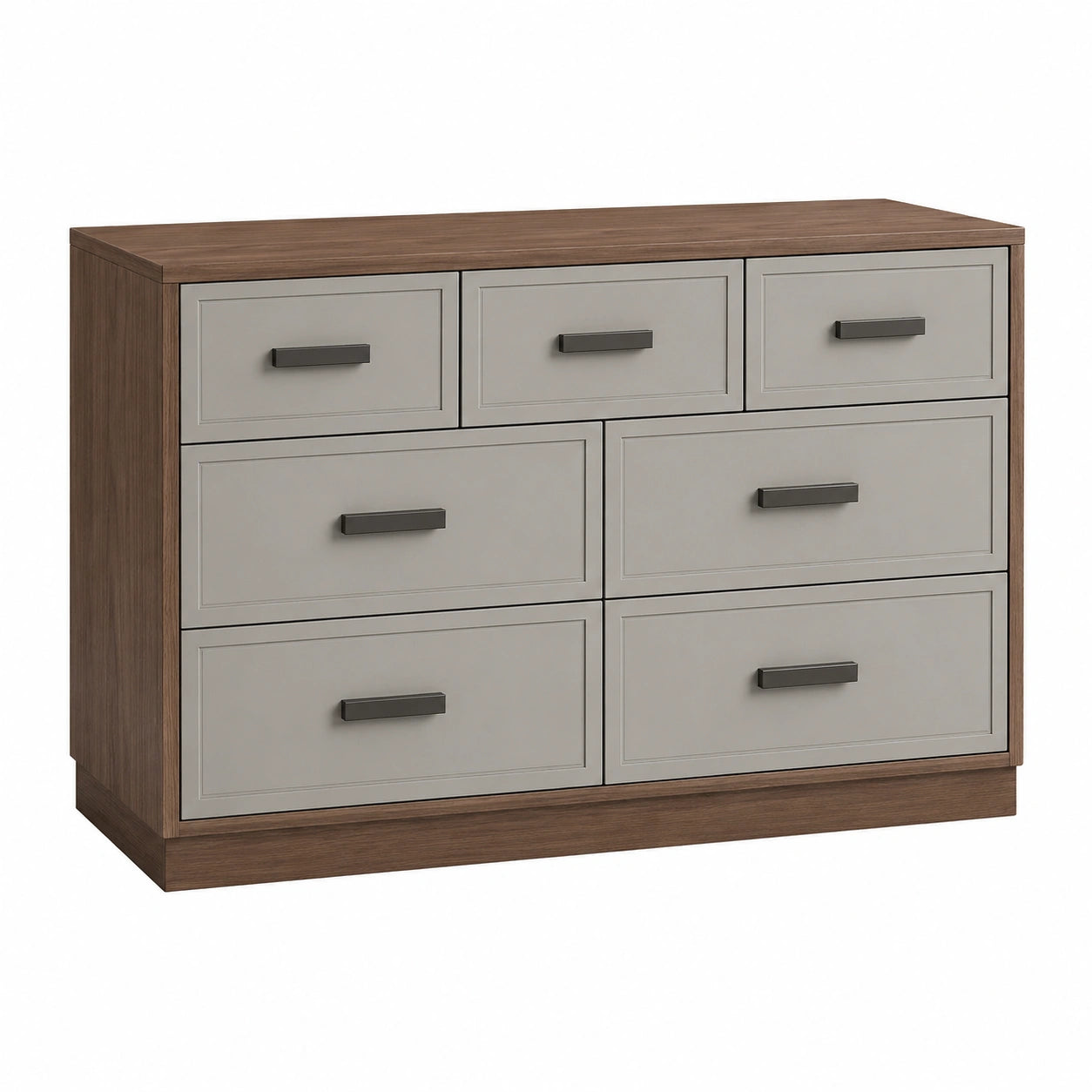 Cómoda de Madera y MDF con 7 Cajones Color Gris y Madera