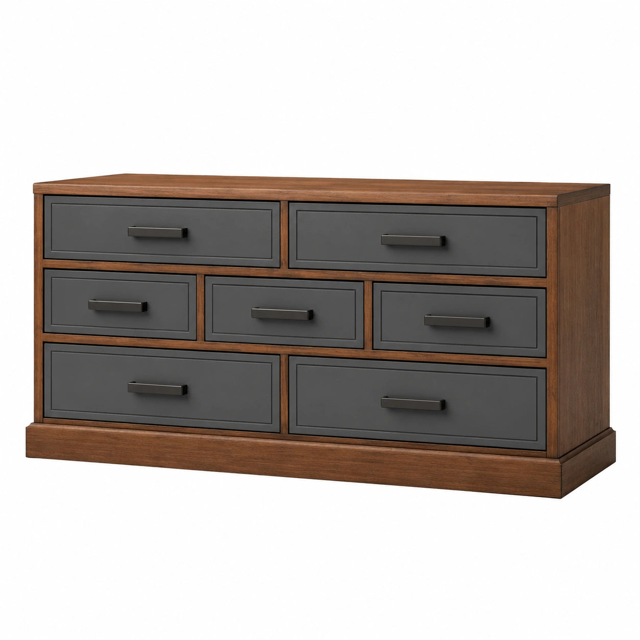 Cómoda de madera y metal con 7 cajones Marrón y Negro