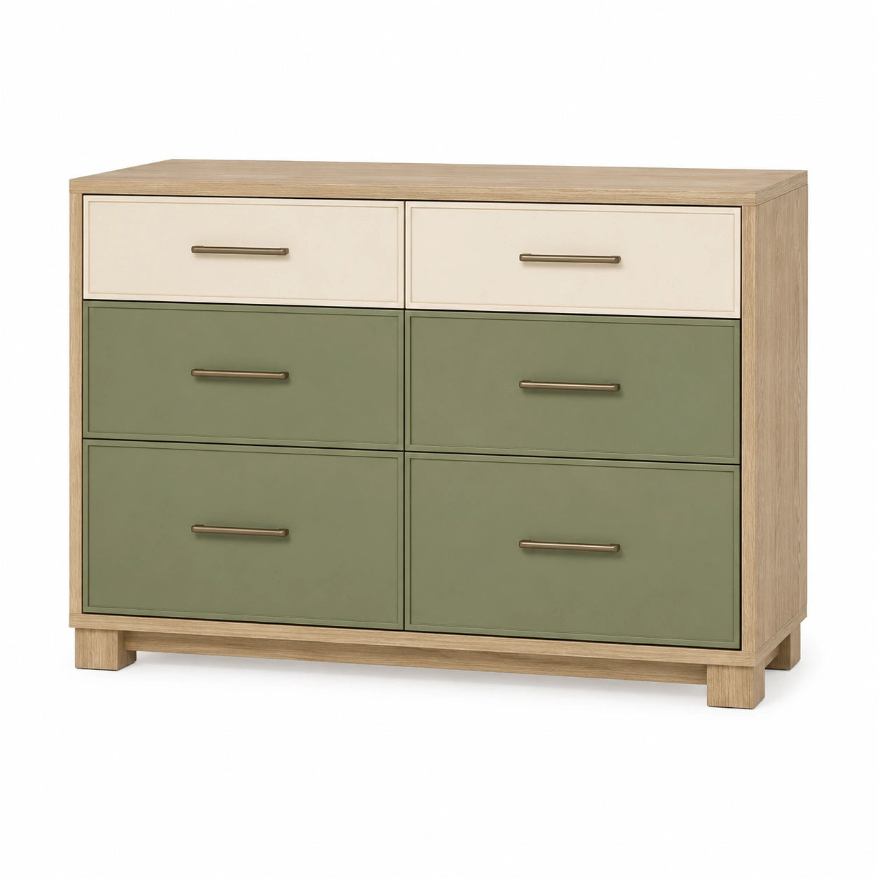 Cómoda de Madera con 6 Cajones Beige/Verde