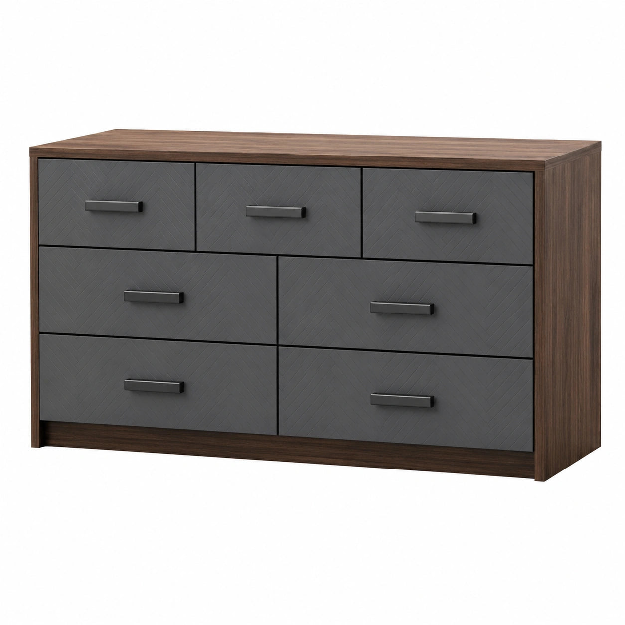Cajonera de Madera y MDF con 7 Cajones Gris y Marrón